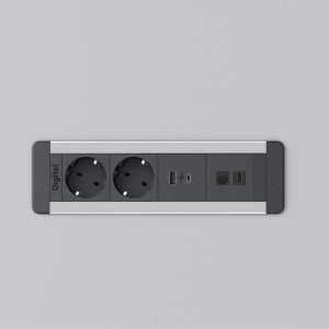 Plitka ugradna utičnica SlimFrame 4 crni/sand brushed