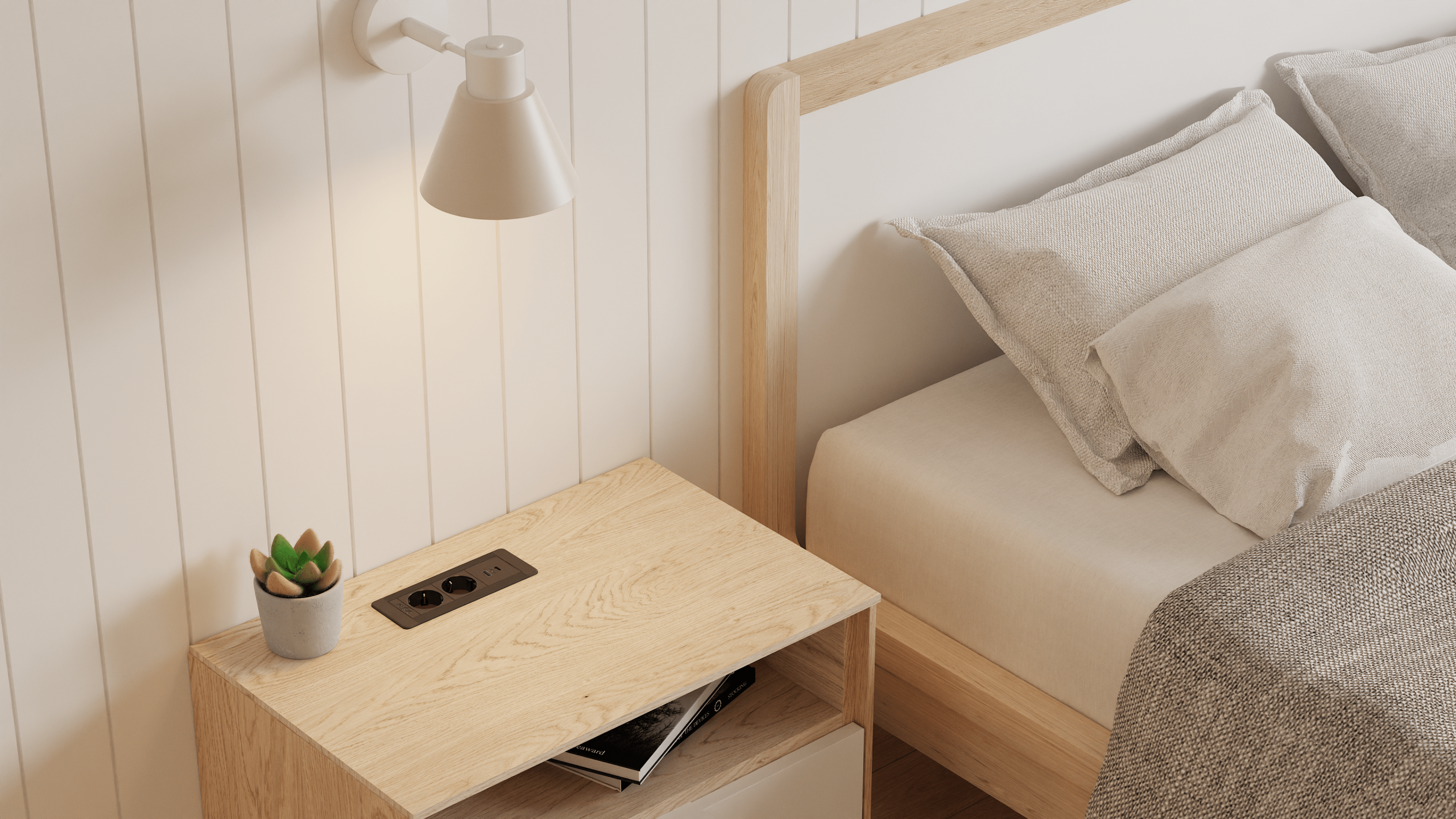 Plitka ugradna utičnica SlimFrame 3 crni